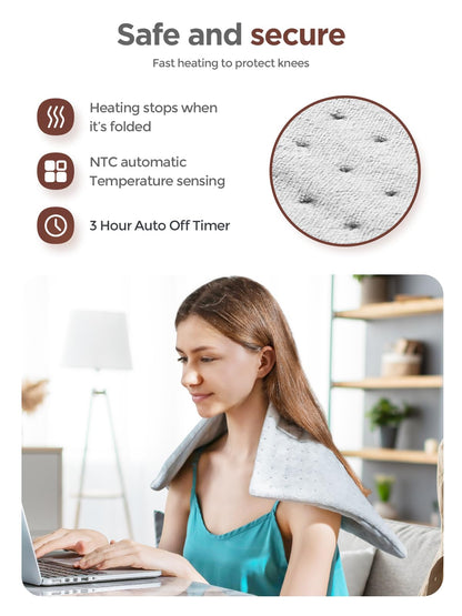 Heating Pad for Back & Cramps Relief,Electric Heat Pad Fast Heat,6 Level Heat Setting,3 Level Timming,Auto Shut Off, Machine Washable,Suitable for Back,Neck,Abdomen Pain Relief (Dark Grey, 17''×33'')