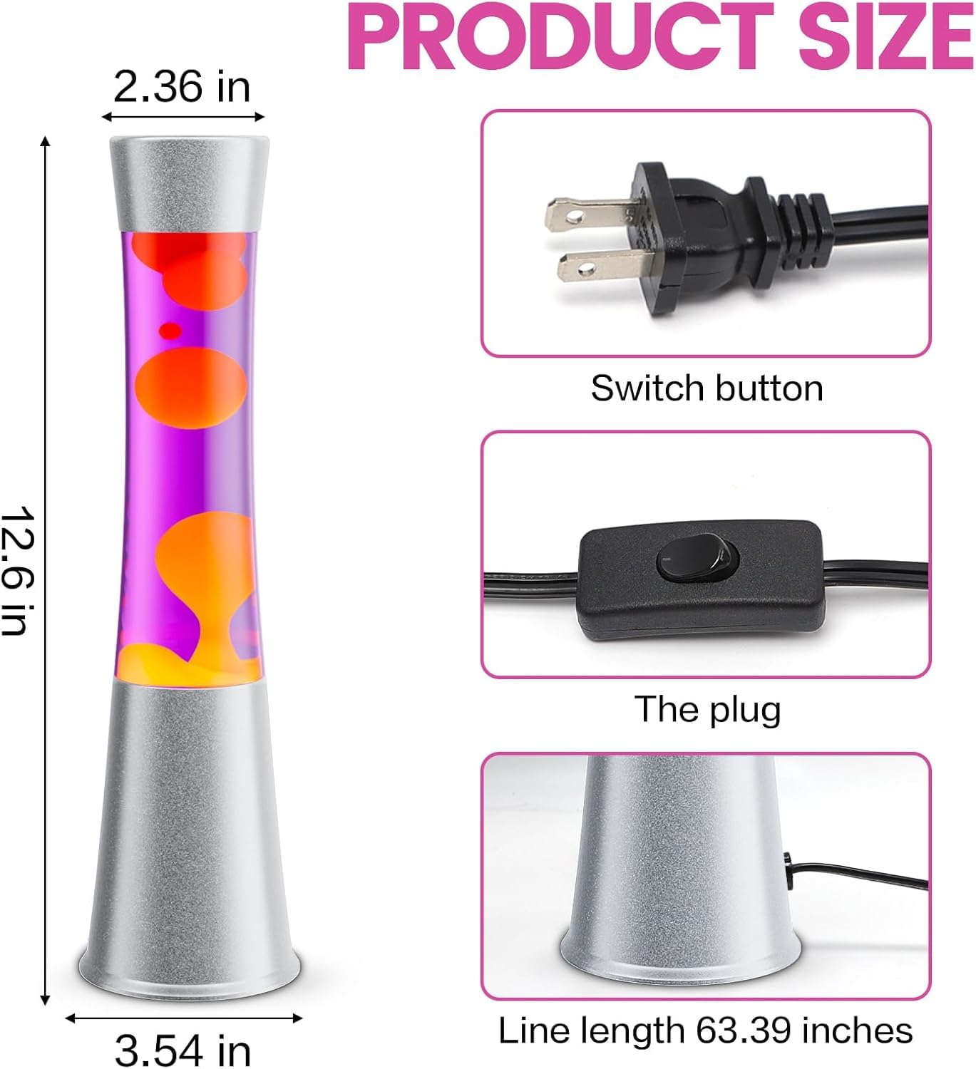 XXMANX Liquid Motion Lamp - 14.5" Sunset Motion Light - Yellow Wax and Purple Liquid, Relaxing Liquid Light, Nightlight, Home Decor Living Room Office Bedroom Lamp for Adults Teens Kids (Purple)
