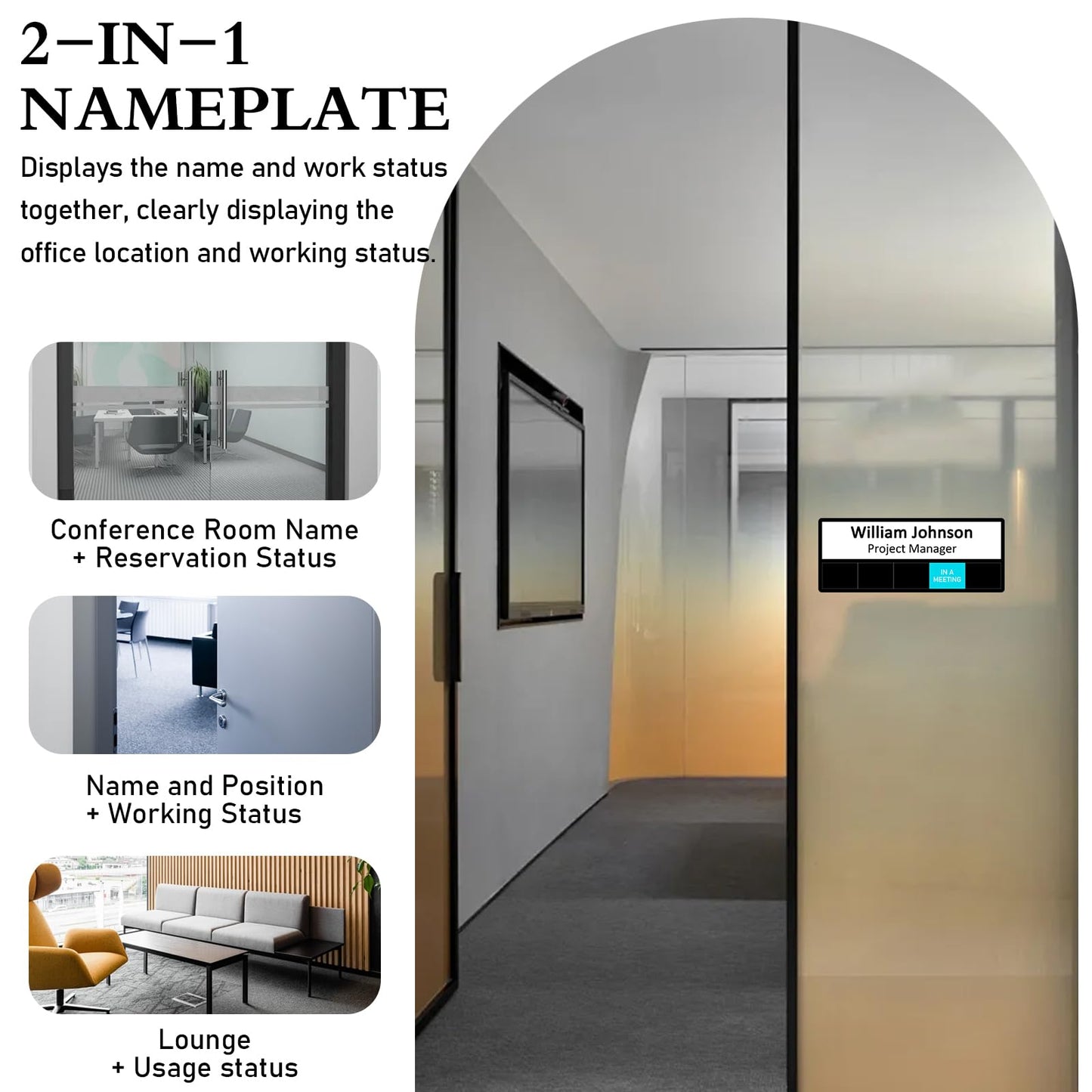 Office Status Sign With 5 Options,Do Not Disturb/Please Knock/In A Meeting/Out of Office/Working Remotely, Magnetic Slider Sign for Any Room,Name Plate For Desk/Doors/Cubicle Wall With Stand-Black