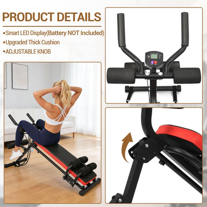 Adjustable Ab Workout Bench-Ab Trainer Machine with LCD Display, Multi-functional Ab Machine for Home Gym