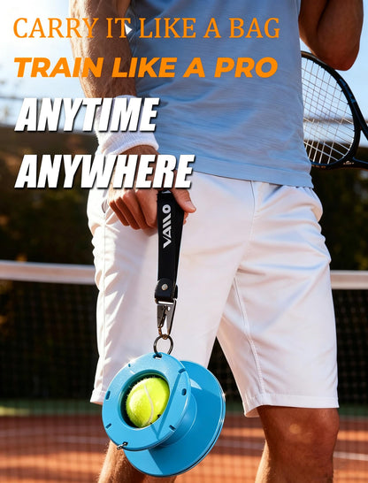 VAIIO Professional Tennis Trainer - Full Metal Portable Solo Rebounder with 3 High-Elastic String Balls, Ideal for Adults, Kids, Beginners & Advanced Players (Blue)