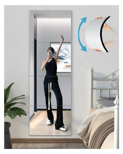 Shatterproof Wall Mirror Full Length for Bedroom, Acrylic Gym Mirrors For Home, Extra Thick: 0.12 inch, 12 x 12 inch x 4 Pcs, Workout Mirrors Safe for Kids, Over The Door, Long Wall Mounted