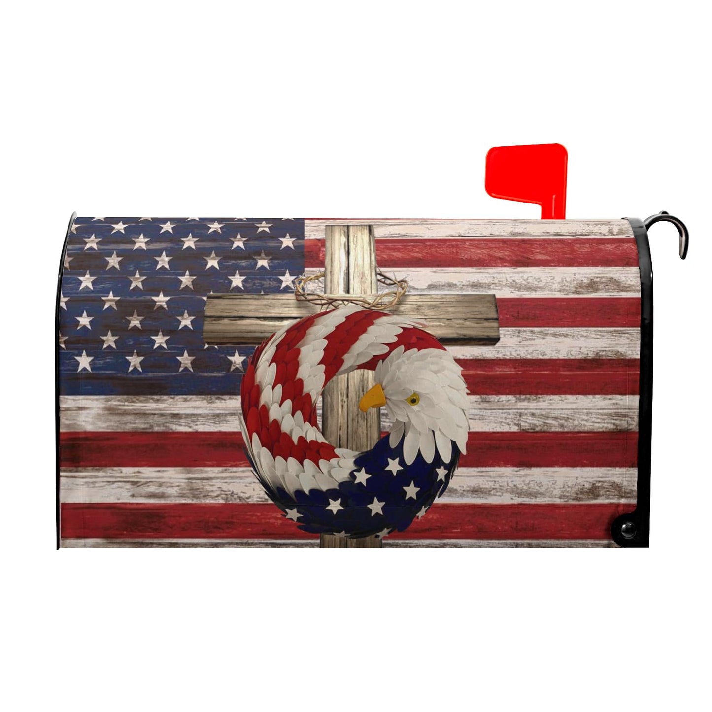 USA American Flag Patriotic Mailbox Cover Magnetic Independence Day Mailbox Cover Standard Size 25.5 x 21 4th of July Memorial Day Mailbox Wrap Post Letter Box Cover Decorative for Home Outdoor Garden