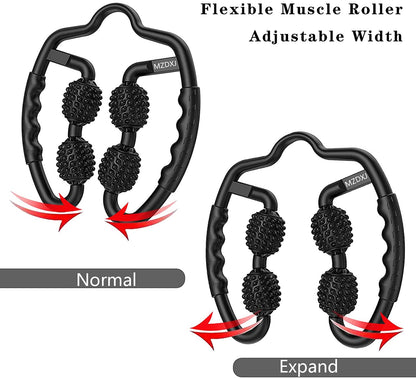 MZDXJ Cellulite Massage Tool Muscle Roller - Deep Fascia Massager & Dimpled Skin Remover for Legs, Thighs & Buttocks - Anti-Cellulite Roller, Smooth Skin, Pain Reliefs Black（Black - 4 Wheel）
