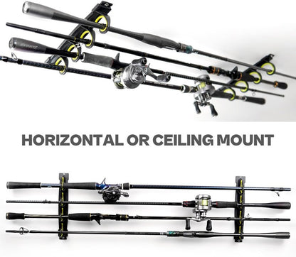 Fishing Rod Rack - Wall Mounted Rubber Coated Holders for 8/16 Poles | Garage & Vehicle Storage Solutions