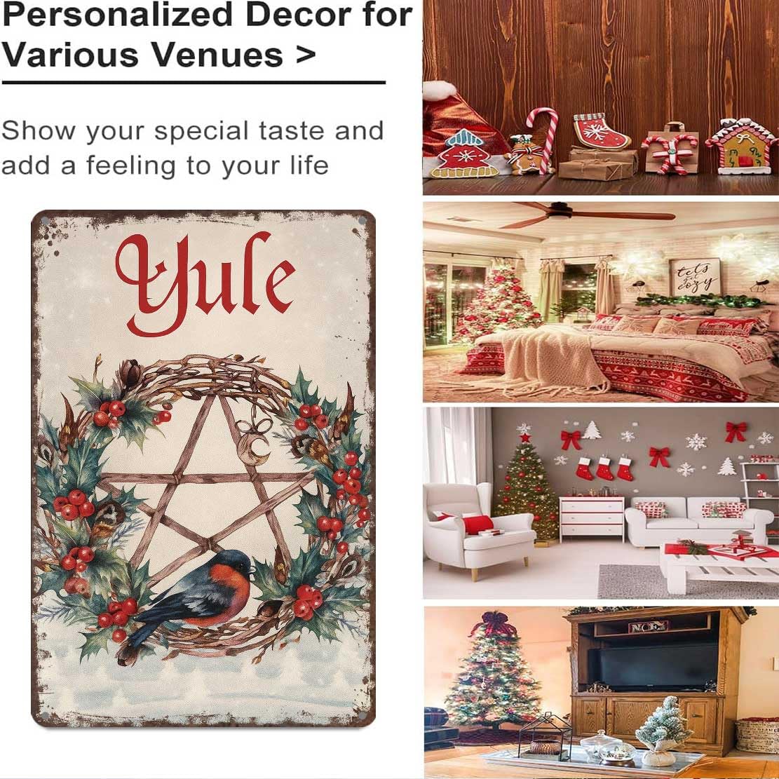Vintage Christmas Metal Sign 8X12inch-Creates Warm Festive Ambiance in Living Room Office