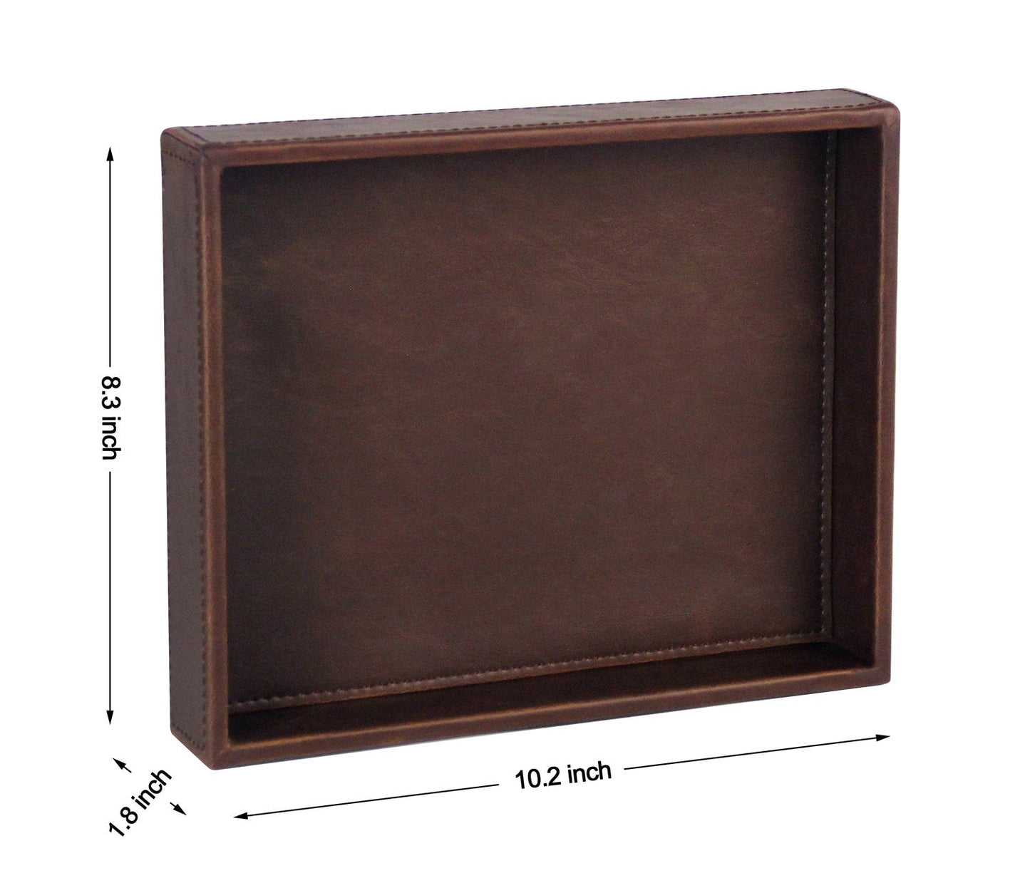 Vixdonos Leather Valet Tray Rectangular Catchall Tray Counter Organizer for Key,Jewelry,Perfume,Glasses and Watches(Brown)