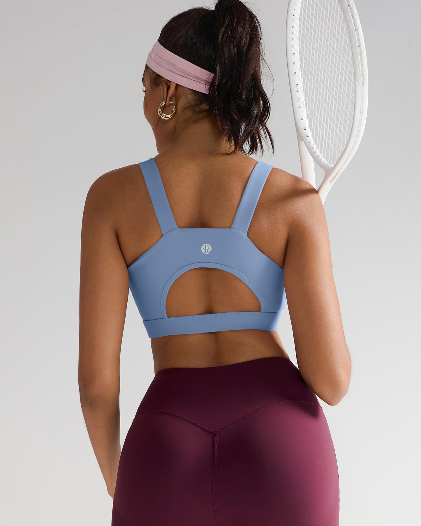 RUNNING GIRL High Impact Sports Bras for Women,Racerback Running Bra Workout Crop Tank Tops Longline Sports Bra Push up(WX2667 Blue,S)