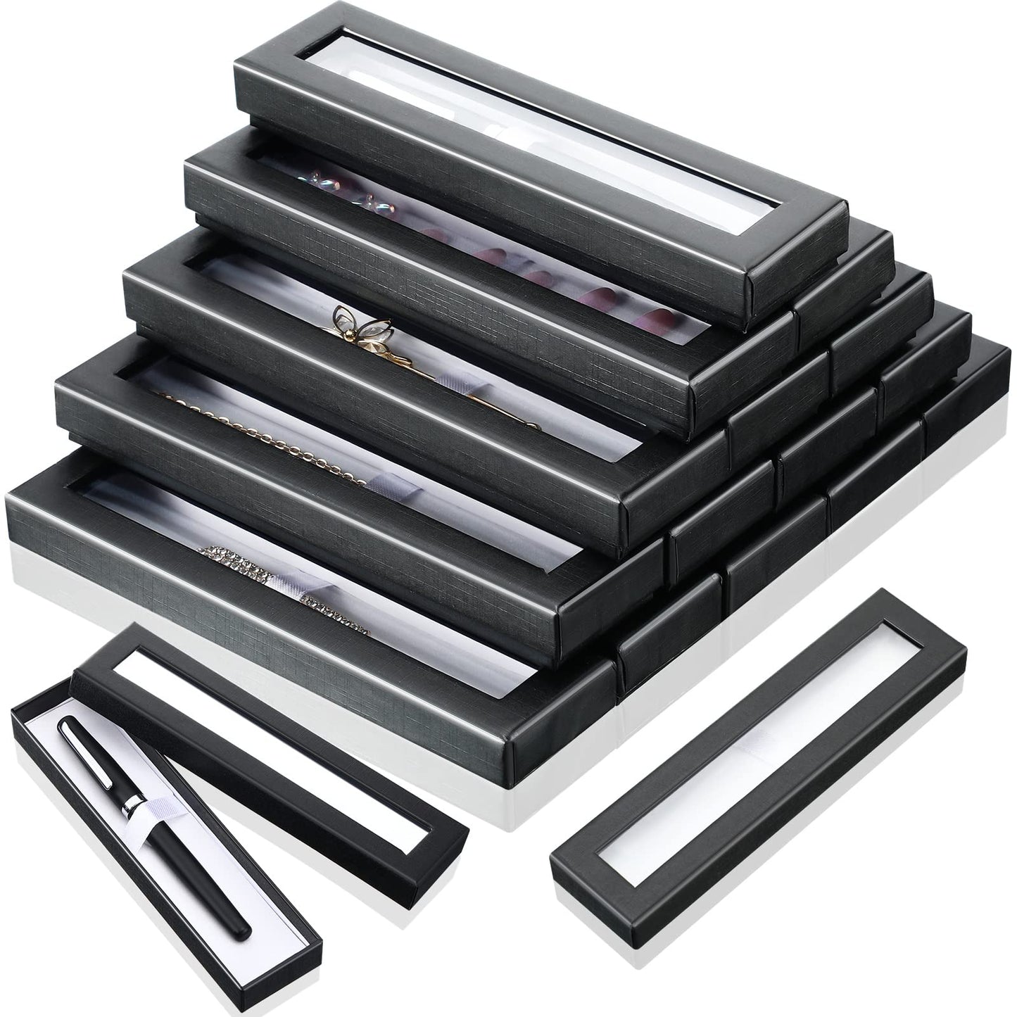 Spakon 16 Pcs Pen Gift Box Empty Cases with Clear Lid Jewelry Ballpoint Display Case Empty Present Collection Cases for Business Birthday Souvenir Office Supplies Father Mother Day Graduate