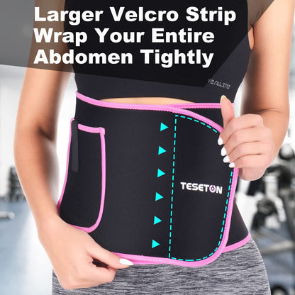 TESETON Waist Trainer Sweat Belt for Men Women 01 Pink S