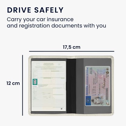 kwmobile Registration and Insurance Holder - Car Document Holder for Vehicle Documents and Cards - PU Leather - Silver