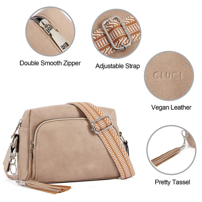 CLUCI Crossbody Bags for Women Trendy, Vegan Leather Shoulder Handbags，Purses for Women with Adjustable Wide Strap