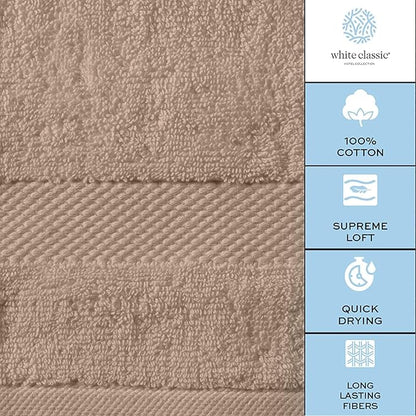 White Classic Luxury Taupe Hand Towels