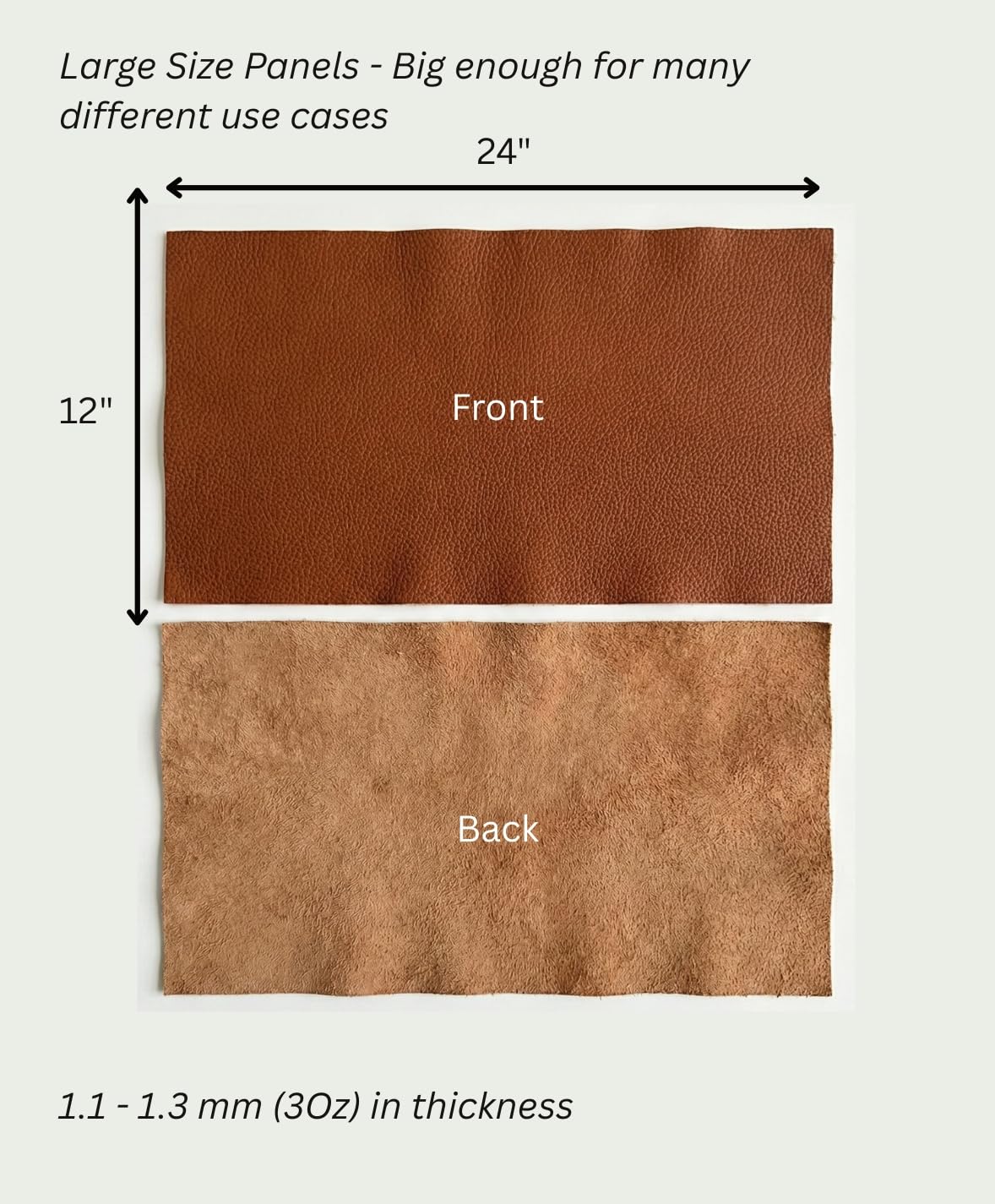 12'' x 24'' Genuine Full Grain Cowhide Leather Sheet — Soft Leather for Upholstery Repair, Handbags, Wallets, Sewing, Crafts, & DIY Projects — 1.1-1.3mm (3oz) Pre-Cut (Cognac Brown, 3 Pieces)