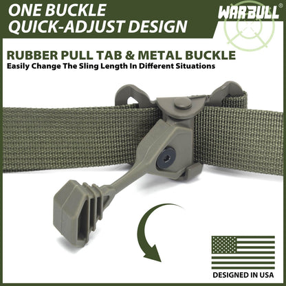 WarBull Quick Adjust Rifle Sling, QD Swivel 2 Point Sling with HK Hook, Soft Shoulder Pad Tactical Gun Sling for Rifle, Shotgun, and Crossbow, for Hunting, Camping, and Outdoor Sports (OD Green)
