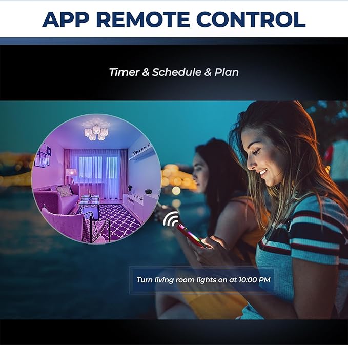 Lightinginside Smart Light Bulbs 50 Watt Equivalent, WiFi G16 1/2 Candelabra E12 Smart Bulbs Compatible with Alexa/Google Assistant, 5W 550LM, Ceiling Fan Light Bulbs, 2.4G WiFi Only, ETL Listed, 6PCS