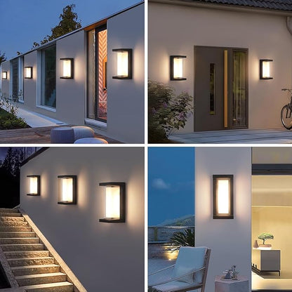 Exterior Wall Lighting,15%-100% Dimmable Indoor Wall Light Fixtures,3000K/4000K/6500K Adjustable,24W Outdoor Porch Light,Waterproof Outdoor Modern Wall Sconce Lights,2160LM Indoor Wall Sconce 4 Pack