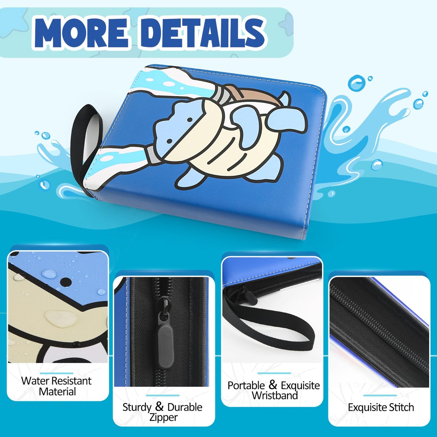 Collectible Trading Card Albums, 400 Card Holders with 50 Removable Sleeves, Portable 4 Pockets Collectible Trading Card Binder, PU Card Collection Binder for MTG, TCG, Sport Card, Game Cards