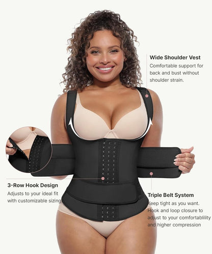 Waist Trainer for Women - Latex Waist Cincher Corset with 3 Belts & Steel Bones | Plus Size Support