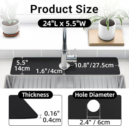 LOPNUR Faucet Mat for Kitchen Sink Protectors, 24 Inch Long Kitchen Sink Splash