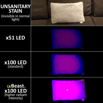 uvBeast Black Light UV Flashlight – High Power 100 LED with 30-feet Flood Effect – Professional Grade 385nm-395nm Best for Commercial/Domestic Use Works Even in Ambient Light - USA Stock – UK Design