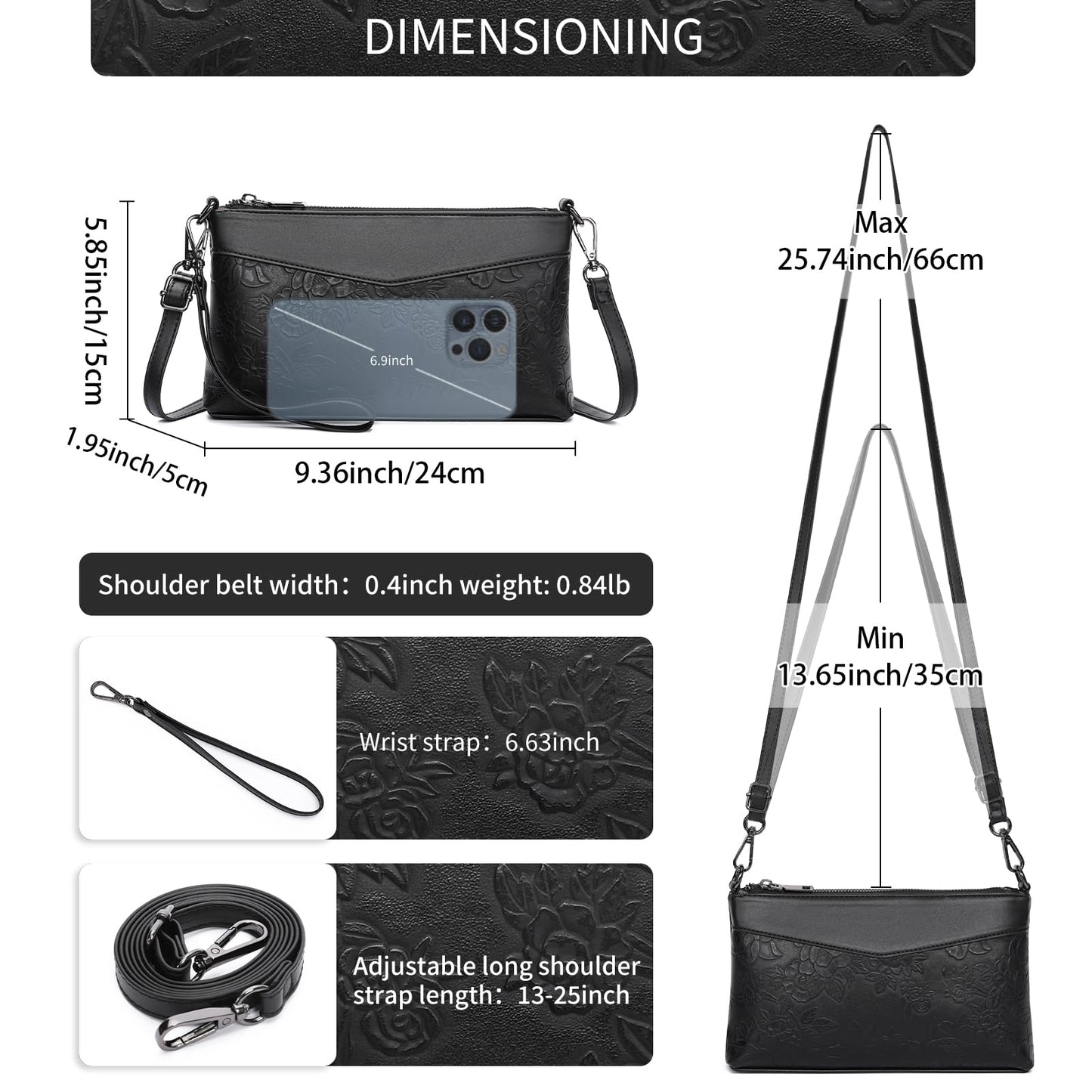 GAEKEAO Small Crossbody Bag for Women Vegan Leather Wristlet Clutch Wallet Purses Shoulder Bag with Adjustable Strap