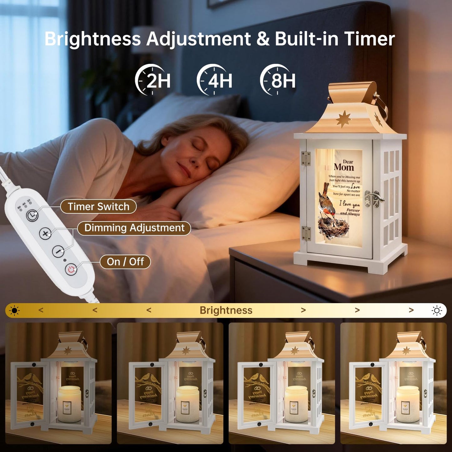 Gifts for Mom from Daughter - Unique Mother's Day Birthday Gifts for Mom from Daughter- Mother Daughter Gift Lantern Christmas - Flameless Candle Warmer Lamp with Timer