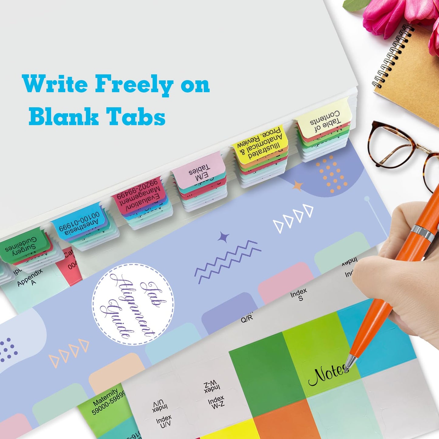 Upgraded Index Tabs for CPT 2026 Professional Edition, Complete CPT Book Tabs, Laminated, Color-Coded & Long-Last, with Page Numbers and Alignment Guide & Inspirational Bookmark (Book not Included)