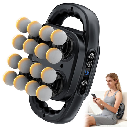 Beown 16 Head Massage Gun Deep Tissue, Back Muscle Massager with 3 Modes & 30 Intensity Levels for Legs, Waist, Back, Neck, Portable Percussion Massage Gun for Pain Relief, Ideal Gift for Women, Men