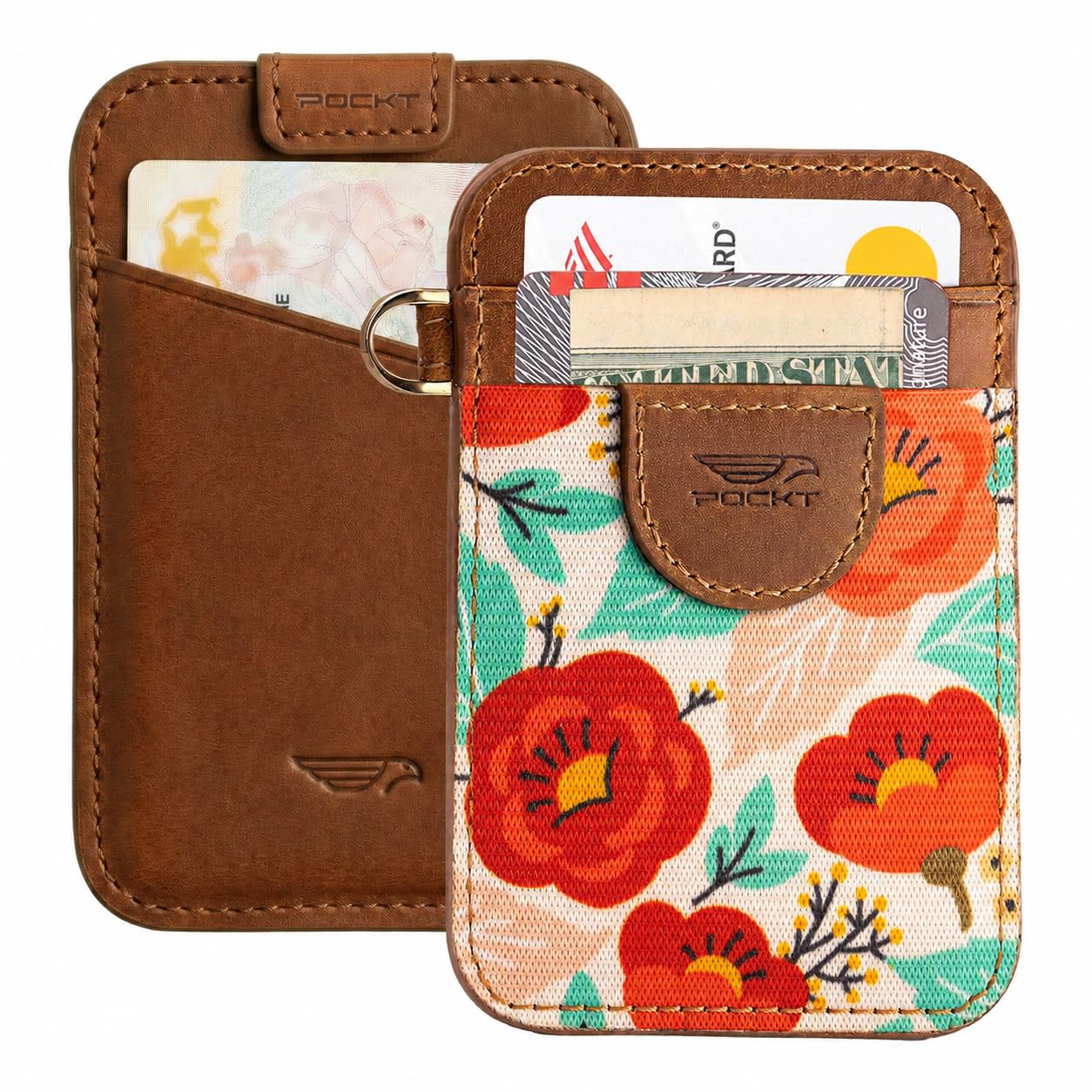 POCKT Slim Wallet for Women - Thin Card Wallets - RFID Wallet Credit Card Holder - Minimalist Keychain Wallets | Poppy