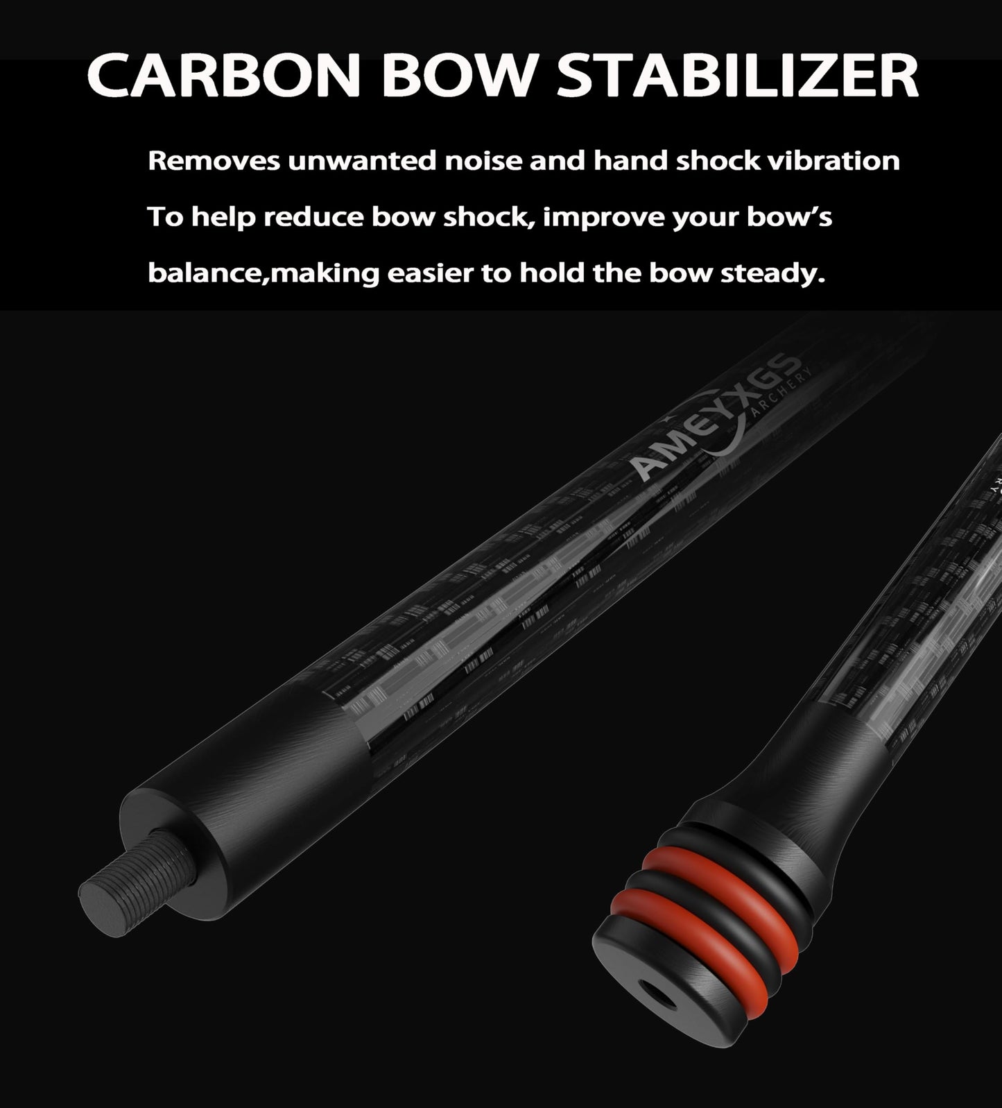 AMEYXGS 6/8/10/12 Inch Archery Bow Stabilizer Carbon Fiber Balance Bar Rod Side Rod Stabilizer Dampen Weight for Compound Bow Recurve Bow Accessory (Green, 6 Inch)