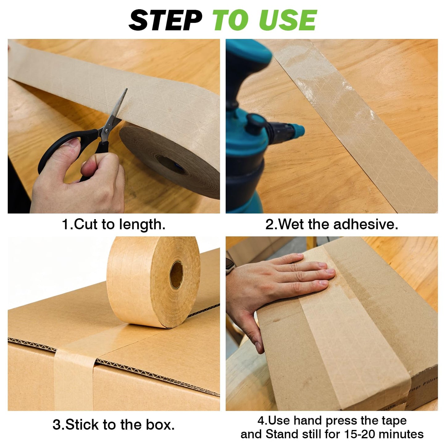 HZCOYIM 2 Rolls Value Pack - 2.75inch x 450ft Long Length Reinforced Water-Activated Brown Kraft Paper Tape for Heavy Duty Packaging, Moving and Industrial Use