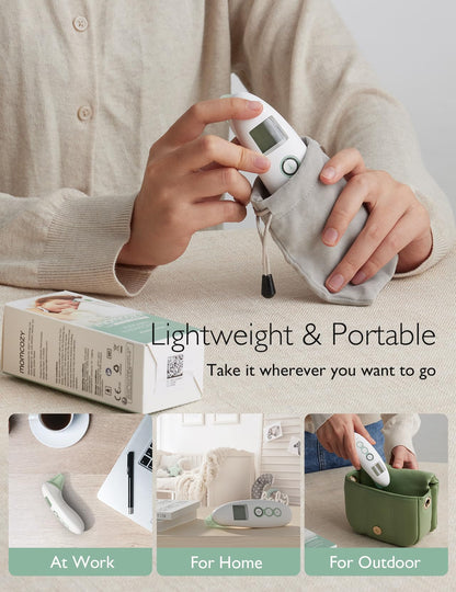 Momcozy Non-Contact Forehead and Ear Thermometer, Digital Infrared Thermometer for Adults and Children, with Child Mode, Fever Alarm Function, Mute and Memory Functions, Fast and Accurate Measurement