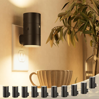 NIORSUN Night Lights Plug into Wall, Dimmable with 3 Color Modes & Auto On/Off Sensor, Ultra-Slim Nightlight for Hallway, Bathroom, Bedroom, Nursery, Kitchen (4 Pack, Black)