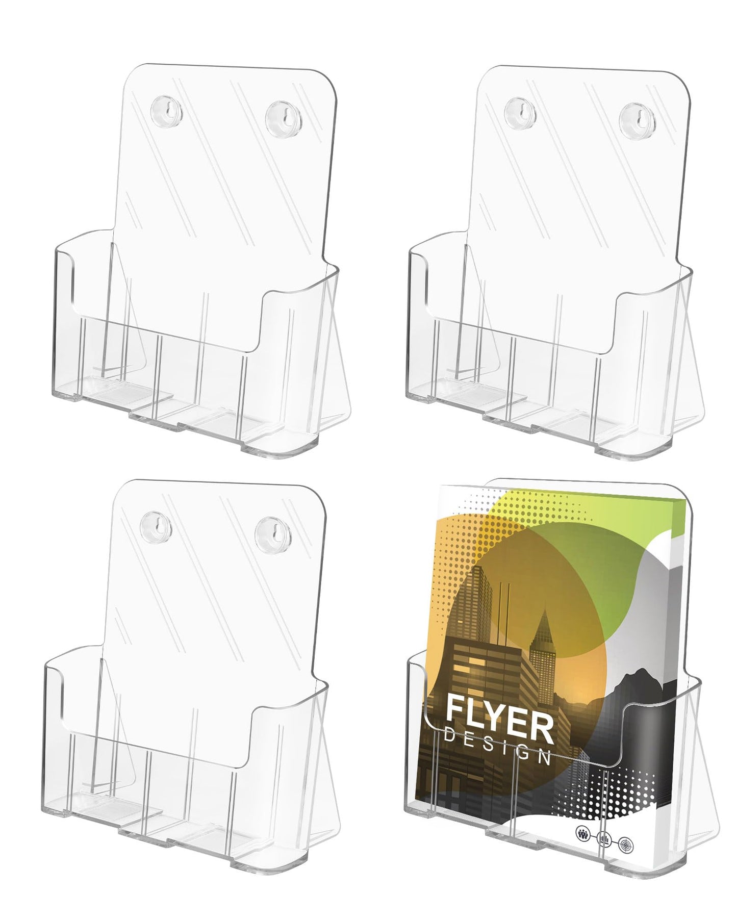 Sahasea Acrylic Brochure Holder, 4 Packs Brochure Holder 8.5 x 11, Flyer Holder for Business, Clear Brochure Display Stand for Pamphlet Paper Literature Document Magazine Menu, Table Desk Wall Mount