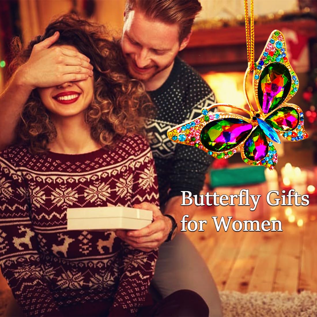 JUNQIU Butterfly Christmas Ornaments 2026, Beautiful Monarch Butterflys Ornament for Tree, Fancy Cute Christmas Ornaments for Kids Girls - Butterfly Gifts for Women