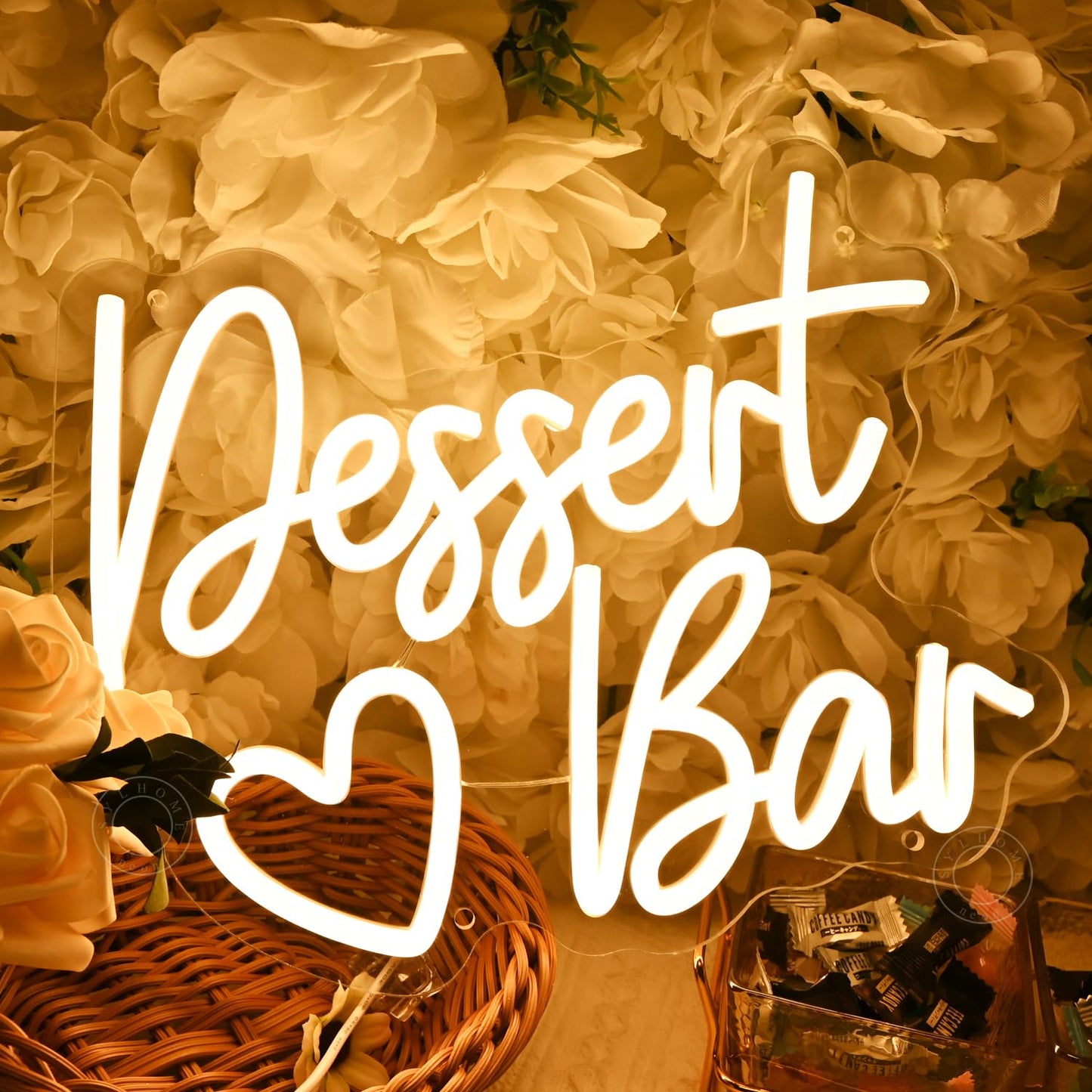 SYLHOME Dessert bar Led Neon Light Sign Home Candy Bar Snack Wall Sign Decor Wedding Birthday Christmas Party Decor Banner Gifts 11.81" X 9.33" USB