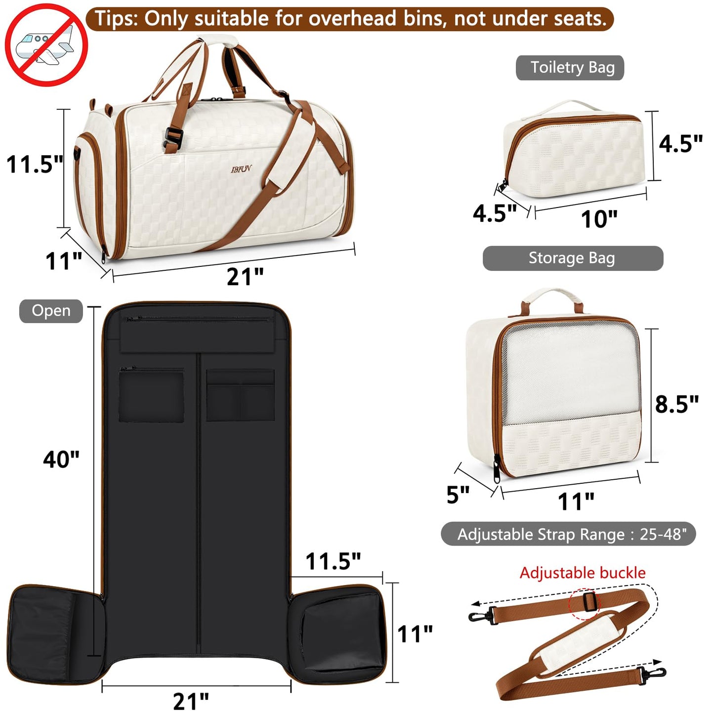 Convertible Garment Bags for Travel - Carry on Garment Duffle Bag with Backpack Straps for Men Women, 4 in 1 Large Travel Duffel Bags with Shoes Compartment Hanging Suit Dress Weekender Bag 3pcs Set
