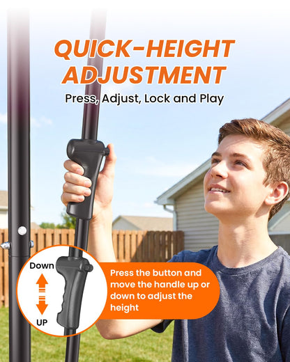 IGL Kids Basketball Hoop Outdoor | 4-8.5ft Adjustable Height | 33" Shatterproof Backboard | Fillable Base & Extra Anchor | Portable Goal w/Wheels for Backyard Driveway | Gift for Kids Teens Youth