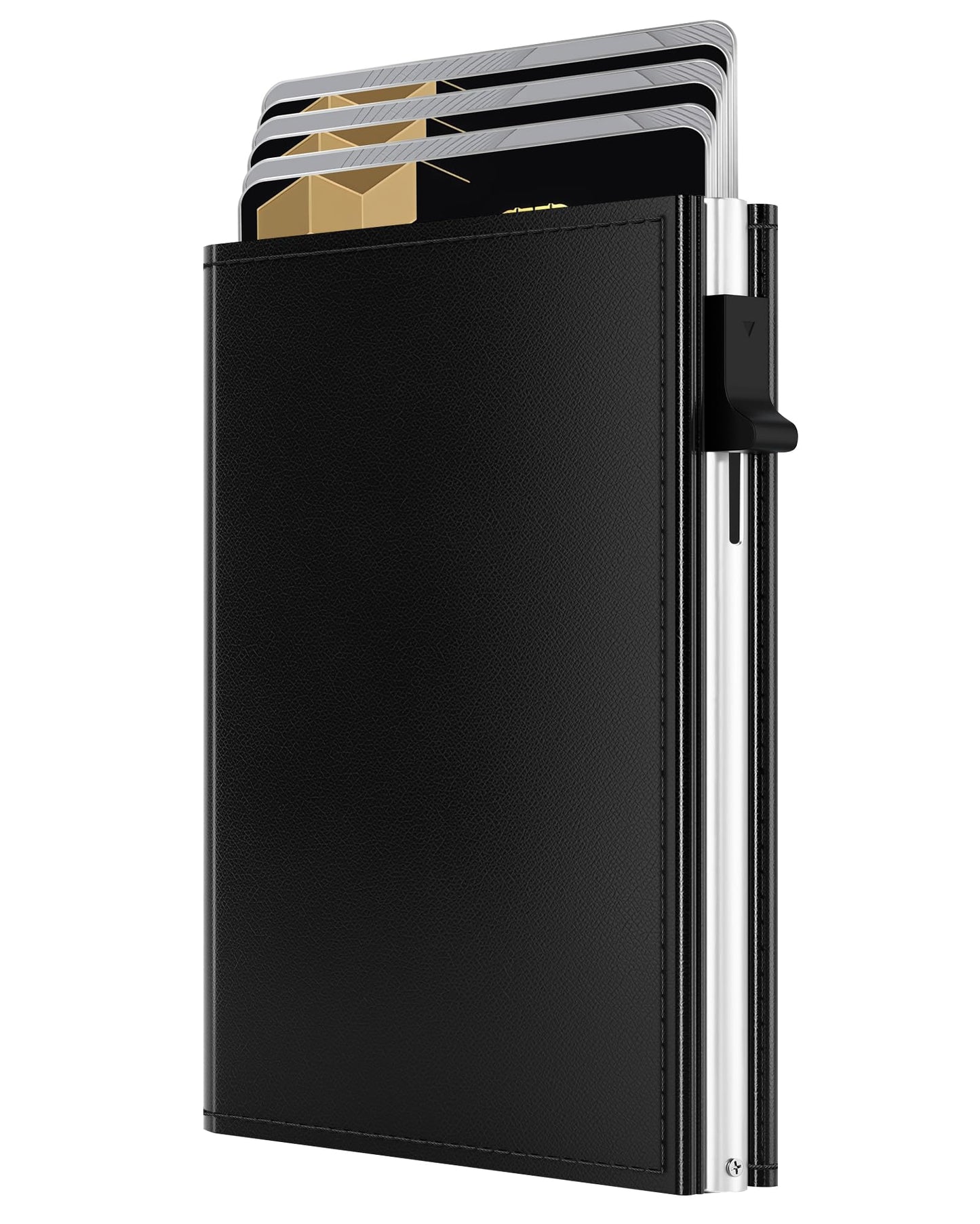 QLD Mens Wallet Card Holder - RFID Blocking Wallet for Men, Pop Up Aluminum Case, Trifold, Leather, Smart, Slim, Minimalist, Front Pocket - 9-11 Card Capacity | ID Window | Cash Slot