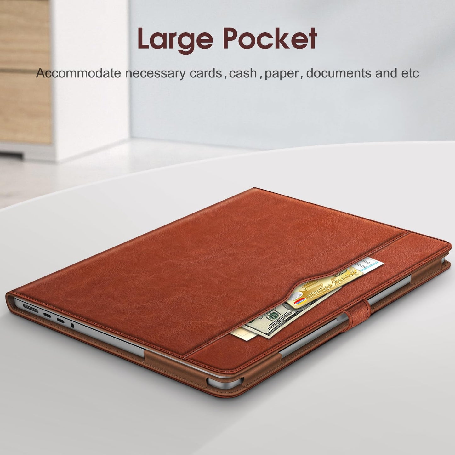 Fintie Sleeve Case for MacBook Pro 14 Inch A3427 A3426 A3434 A3401 A3185 A3112 A2992 A2918 A2779 A2442 (2026-2021), PU Leather Folio Cover for MacBook Pro 14" M5/M4/M3/M2/M1, Brown