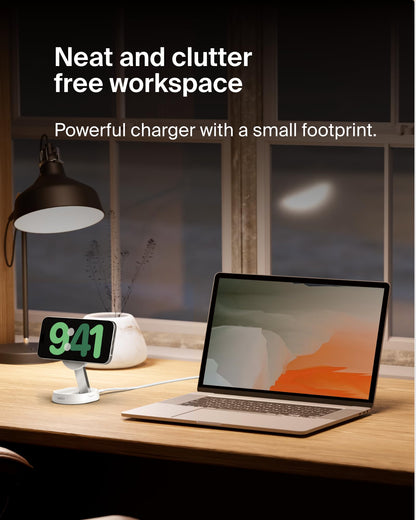 Belkin Magnetic Wireless Charging Pad 15W - MagSafe-Compatible Qi2-Certified Wireless Charging Station, iPhone Charger for Apple iPhone 16, 15, 14 Series, AirPods w/Non-Slip Base - Black (No PSU)
