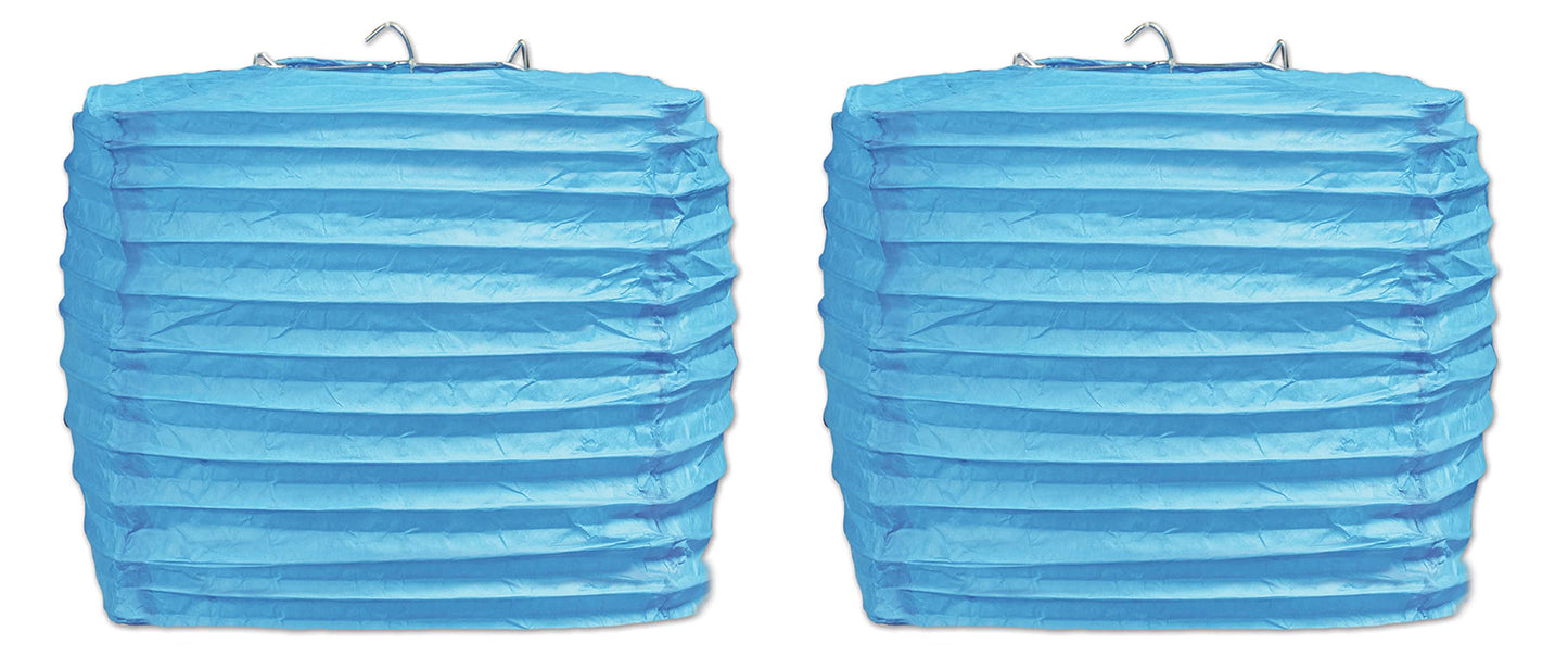 Beistle 2 Piece 8" Square Paper Lanterns, Turquoise
