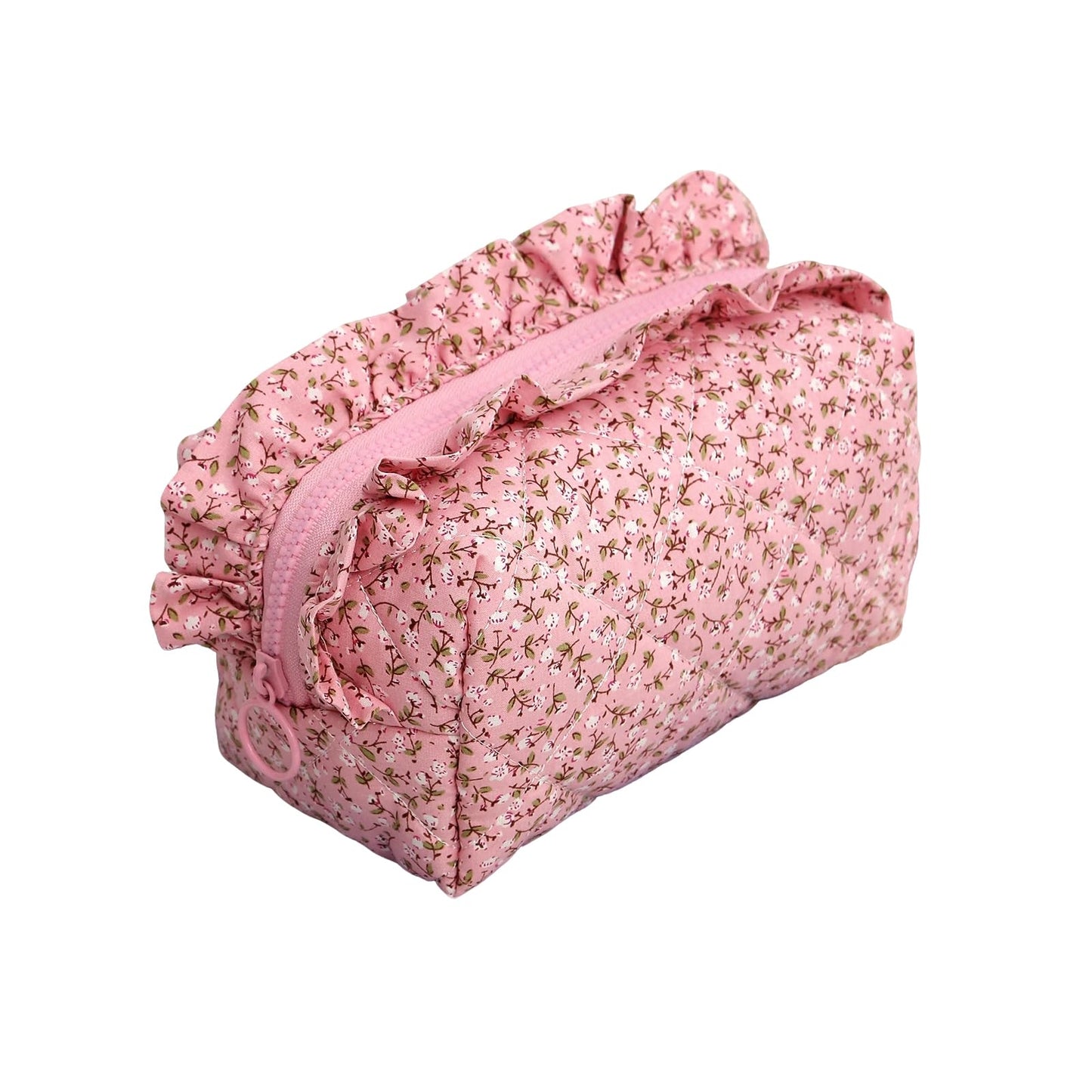 Annpro Cute Makeup Bag Travel Cosmetic Bag for Women,Small Floral Organizer Toiletry Bag Make Up Bags,Coquette Aesthetic Bowknot Toiletry Bag,Soft Cotton Cloth Travel Toiletry Bag (01 Rose Pink)