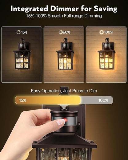 VIANIS 2 Pack Motion Sensor Outdoor Lights, Oil Rubbed Bronze Dusk to Dawn Wall Lights Lantern, 100% Aluminum Coach Exterior Lights Sconce for Patio, House, ORB Front Porch Light with Waterproof