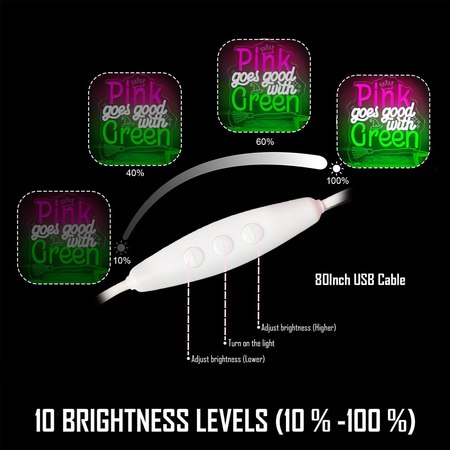 Pink and Green Neon Signs Witch Neon Sign Pink Goes Good with Green Neon Sign for Wall Decor Christmas Gifts for Fans Party Wall Decor
