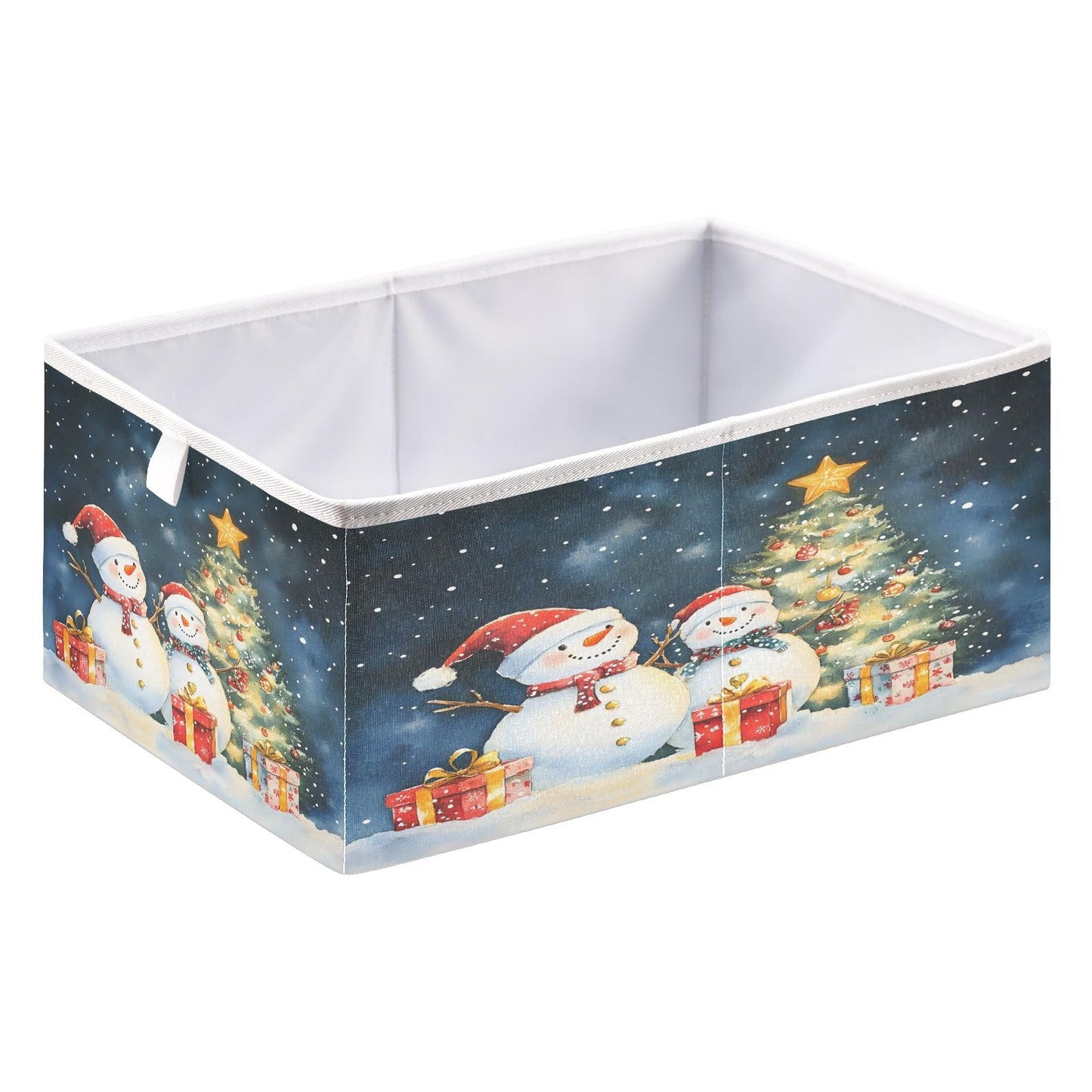 senya Large Storage Bins Two Snowmen Collapsible Foldable Storage Cubes Fabric Basket Closet Organizer Containers Box for Home Bedroom Office 15.7 x 10.6 x 6.9in