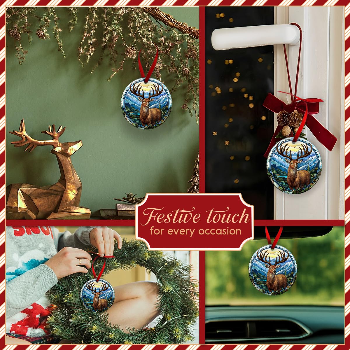 KILYHOME Deer Christmas Ornament 2026 - Rustic Hunting Decor, Buck Hunter Reindeer Decoration – Woodland Holiday Tree Ornament, Hunt Lover Gift, Ideas for Man, Hunters