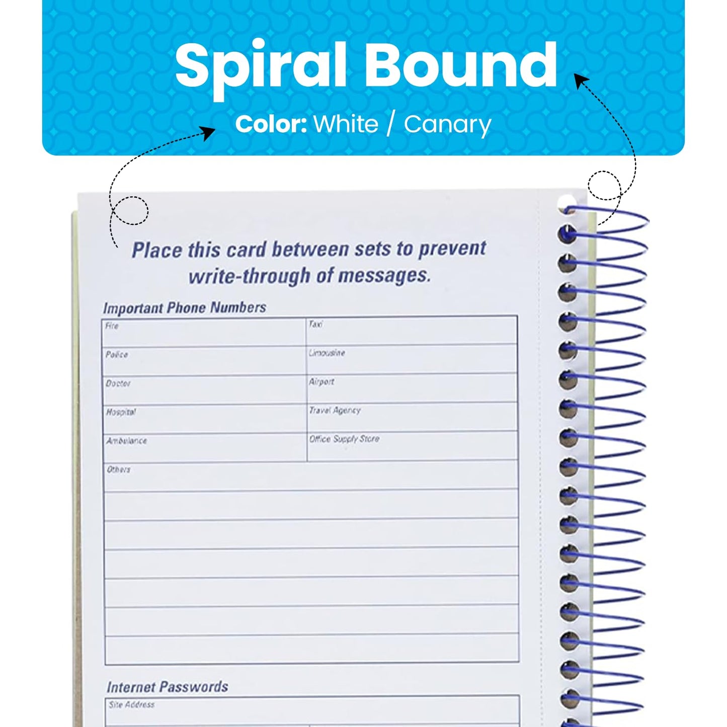 Adams Phone Message Book, 5.25 x 11 Inch, Spiral Bound, 2-Part, Carbonless, 4 Messages per Page, 400 Sets, 2-Pack, White and Canary (S1154-2D)