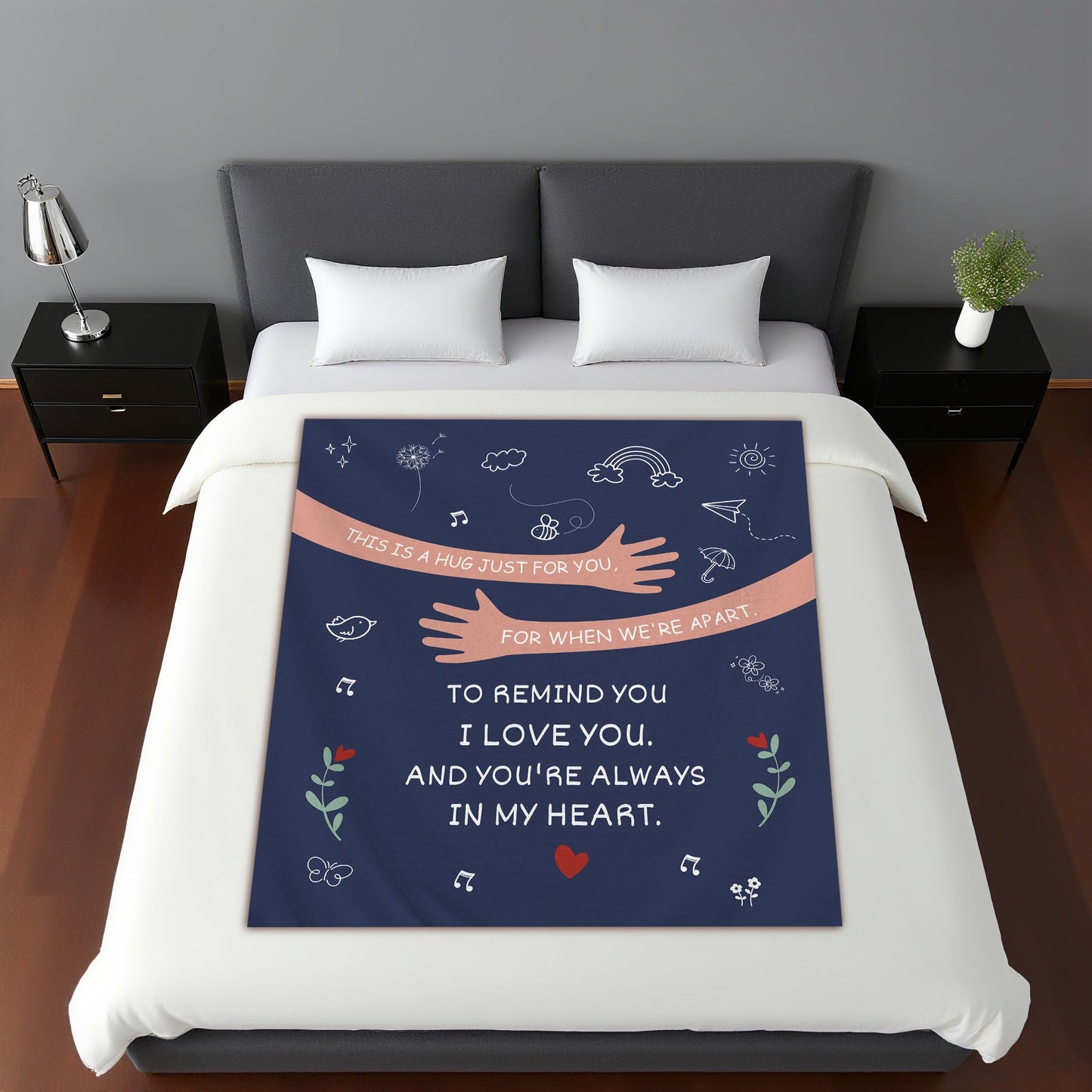 AprOcean This is a Hug just for You for When We're Apart to Remind You I Love You and You're Always in My Heart Blanket for Women Men Mom Dad Sister Birthday Reminder Throw Blanket Present(a)